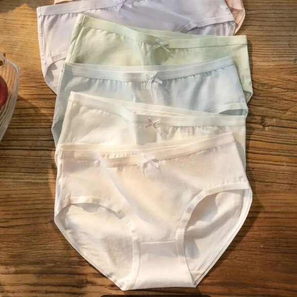 5-Pack Mid-Rise Pastel Color Cotton Underwear Hipster Panties Multi-color Briefs - Picture 2 of 16